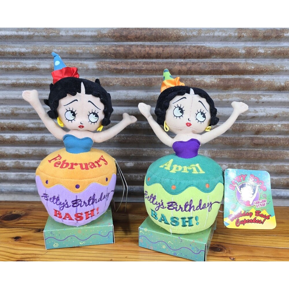 2013 PLUSH BETTY BOOP FEBRUARY & APRIL BIRTHDAY BLAST CUPCAKE DOLL BY SUGAR LOAF